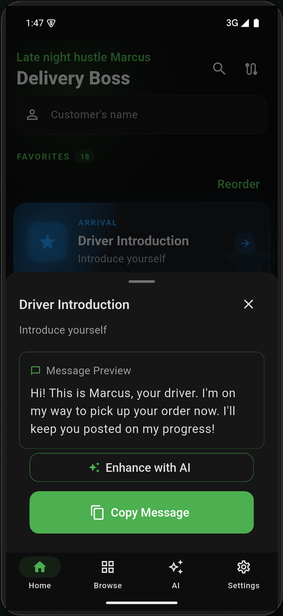 Scenario flow with fill-in fields